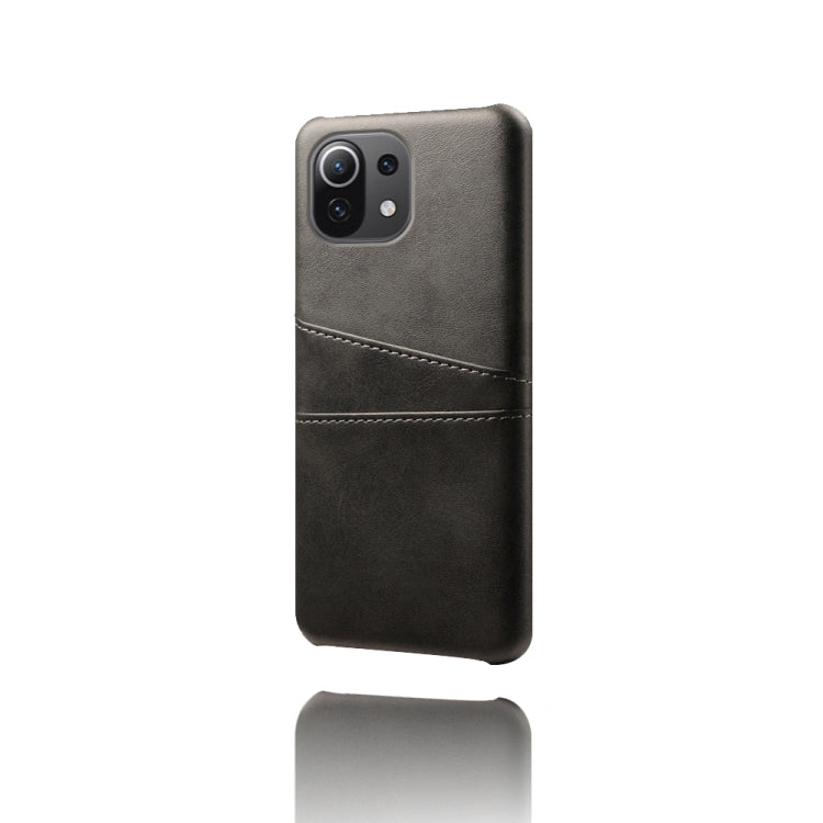 For Xiaomi Mi 11 Lite 5G Calf Texture PC + PU Leather Back Cover Shockproof Case with Dual Card Slots