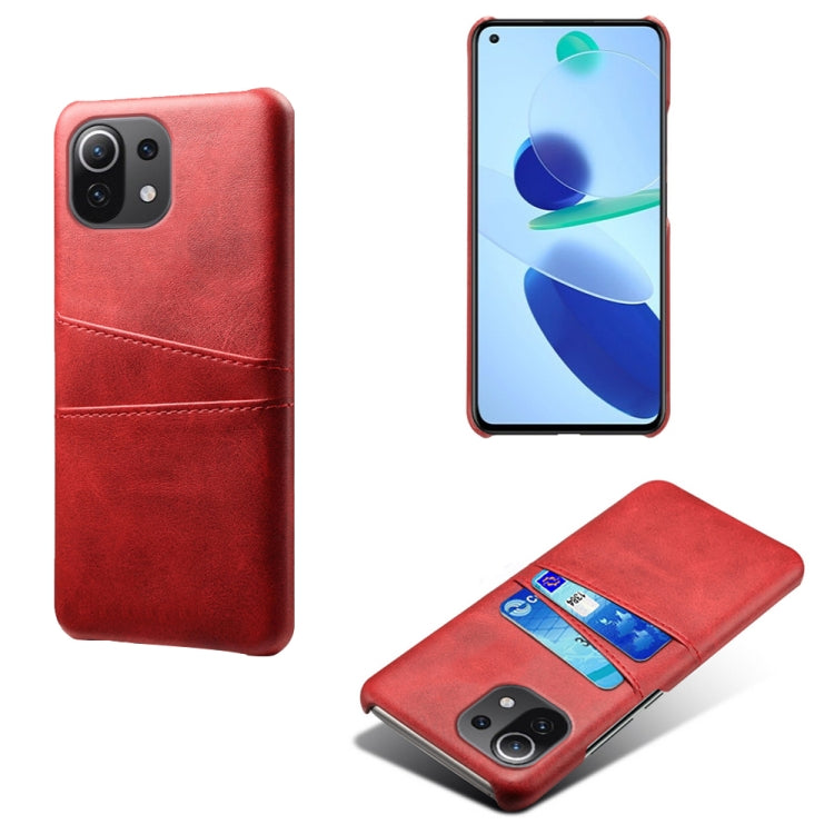 For Xiaomi Mi 11 Lite 5G Calf Texture PC + PU Leather Back Cover Shockproof Case with Dual Card Slots