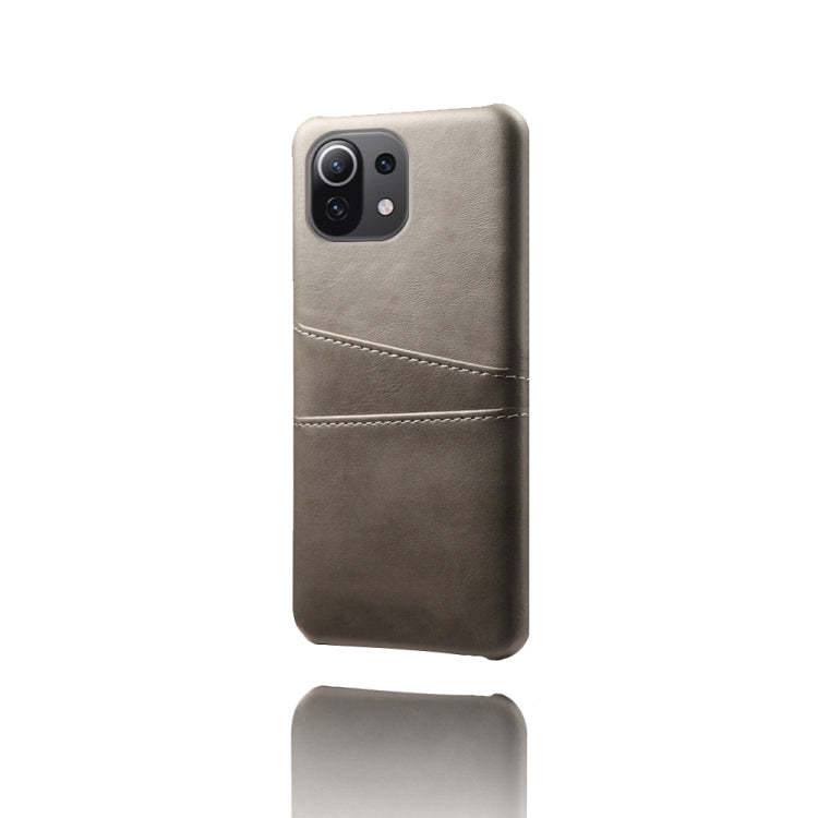 For Xiaomi Mi 11 Lite 5G Calf Texture PC + PU Leather Back Cover Shockproof Case with Dual Card Slots