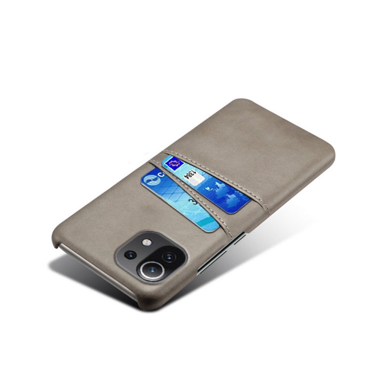 For Xiaomi Mi 11 Lite 5G Calf Texture PC + PU Leather Back Cover Shockproof Case with Dual Card Slots