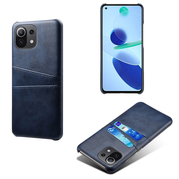 For Xiaomi Mi 11 Lite 5G Calf Texture PC + PU Leather Back Cover Shockproof Case with Dual Card Slots