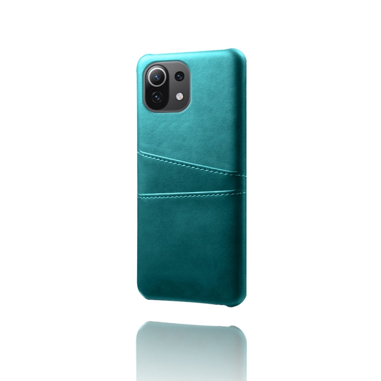 For Xiaomi Mi 11 Lite 5G Calf Texture PC + PU Leather Back Cover Shockproof Case with Dual Card Slots
