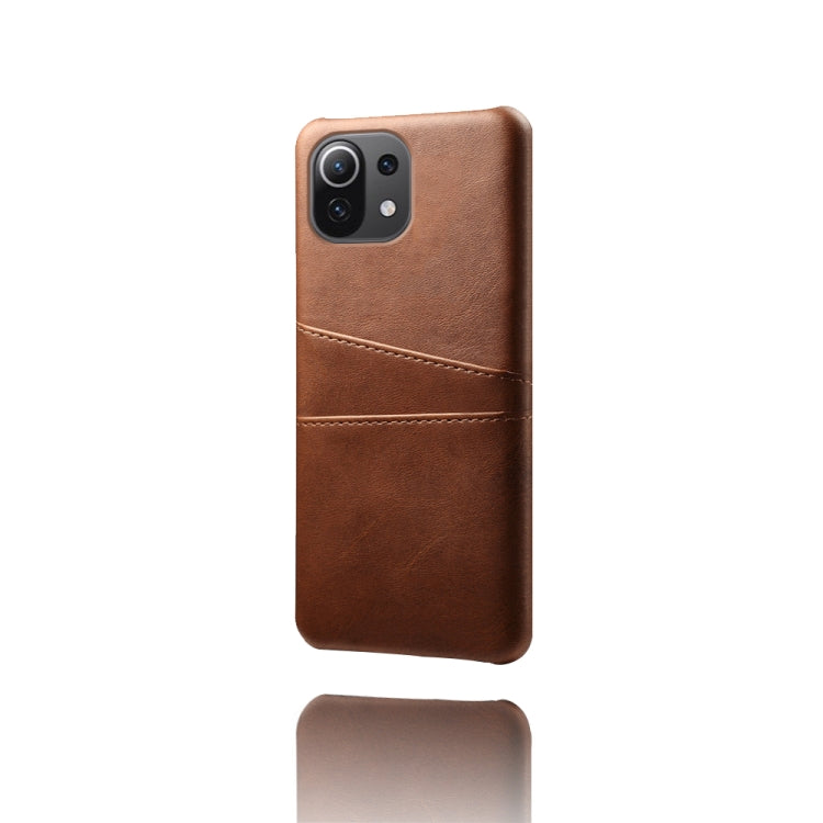 For Xiaomi Mi 11 Lite 5G Calf Texture PC + PU Leather Back Cover Shockproof Case with Dual Card Slots