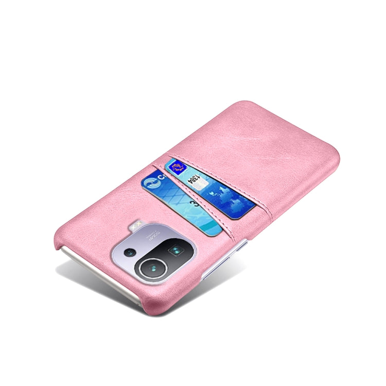 For Xiaomi Mi 11 Pro 5G Calf Texture PC + PU Leather Back Cover Shockproof Case with Dual Card Slots