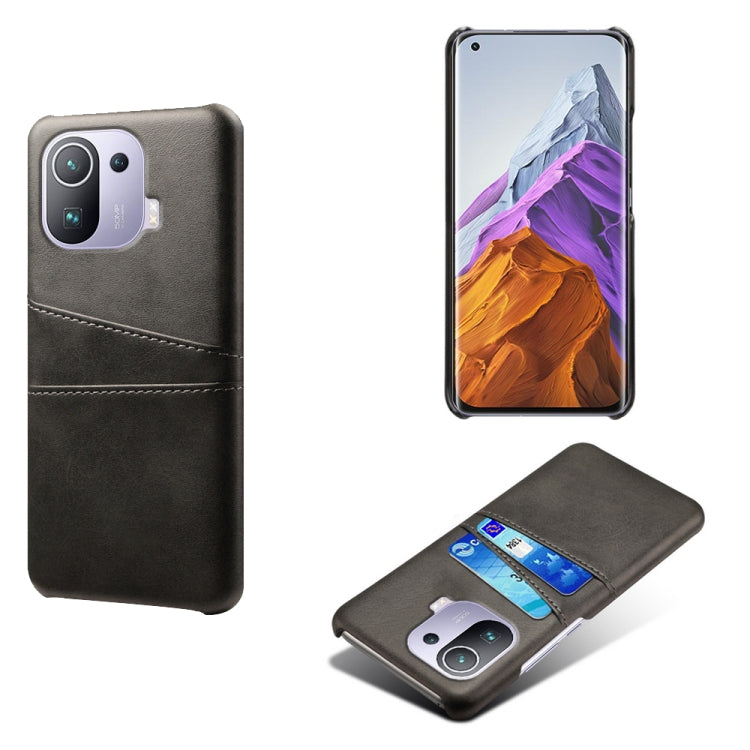For Xiaomi Mi 11 Pro 5G Calf Texture PC + PU Leather Back Cover Shockproof Case with Dual Card Slots
