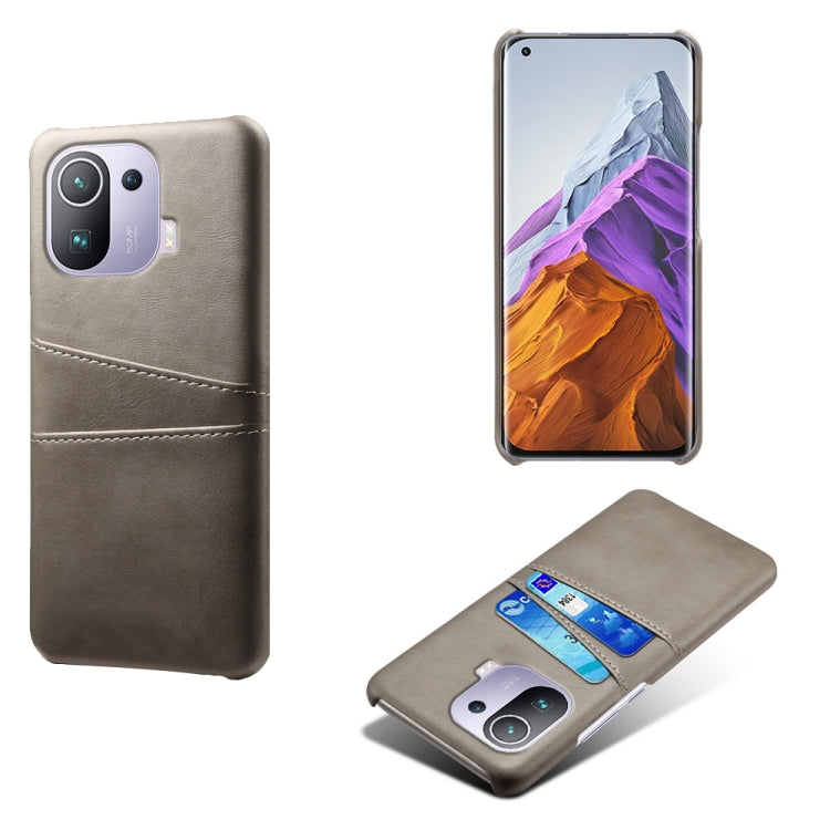 For Xiaomi Mi 11 Pro 5G Calf Texture PC + PU Leather Back Cover Shockproof Case with Dual Card Slots