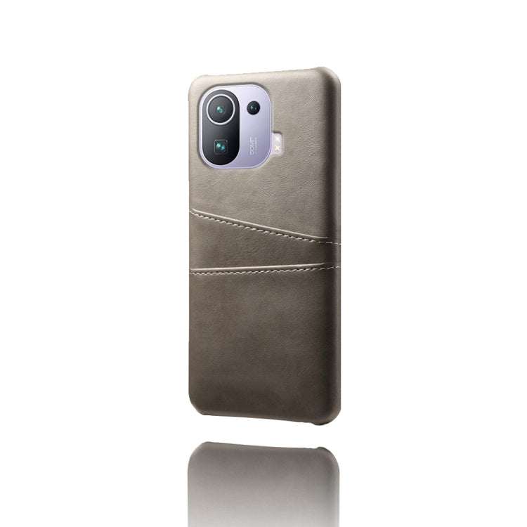 For Xiaomi Mi 11 Pro 5G Calf Texture PC + PU Leather Back Cover Shockproof Case with Dual Card Slots