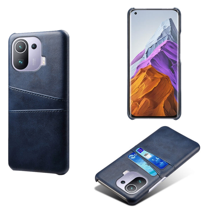 For Xiaomi Mi 11 Pro 5G Calf Texture PC + PU Leather Back Cover Shockproof Case with Dual Card Slots