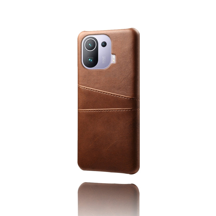 For Xiaomi Mi 11 Pro 5G Calf Texture PC + PU Leather Back Cover Shockproof Case with Dual Card Slots