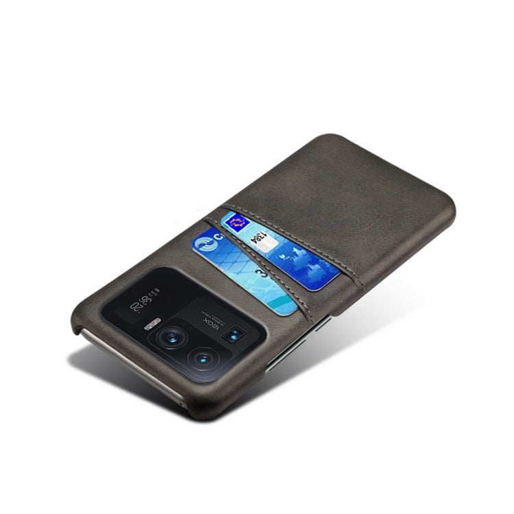 For Xiaomi Mi 11 Ultra Calf Texture PC + PU Leather Back Cover Shockproof Case with Dual Card Slots