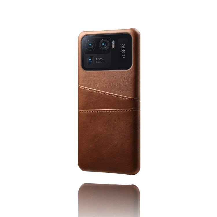 For Xiaomi Mi 11 Ultra Calf Texture PC + PU Leather Back Cover Shockproof Case with Dual Card Slots