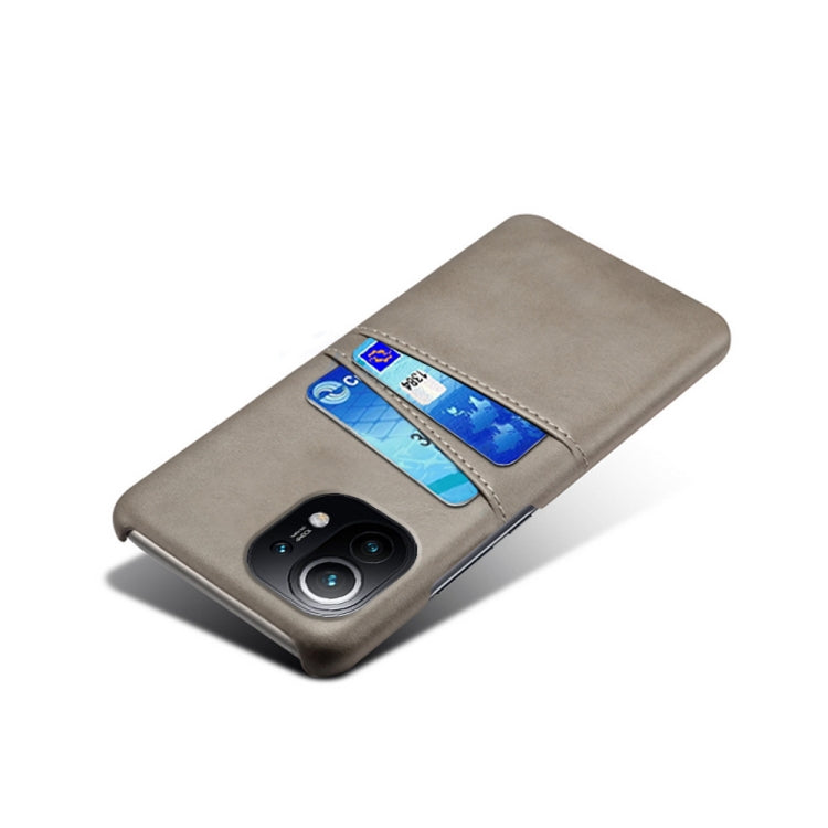 For Xiaomi Mi 11 Calf Texture PC + PU Leather Back Cover Shockproof Case with Dual Card Slots