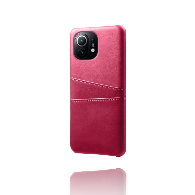 For Xiaomi Mi 11 Calf Texture PC + PU Leather Back Cover Shockproof Case with Dual Card Slots