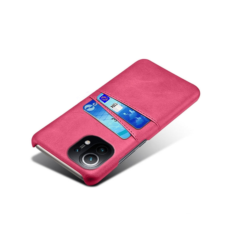 For Xiaomi Mi 11 Calf Texture PC + PU Leather Back Cover Shockproof Case with Dual Card Slots