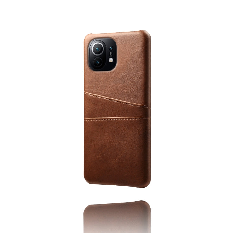 For Xiaomi Mi 11 Calf Texture PC + PU Leather Back Cover Shockproof Case with Dual Card Slots