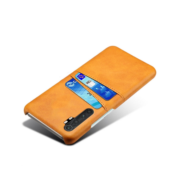 For Xiaomi Mi Note 10 Lite Calf Texture PC + PU Leather Back Cover Shockproof Case with Dual Card Slots