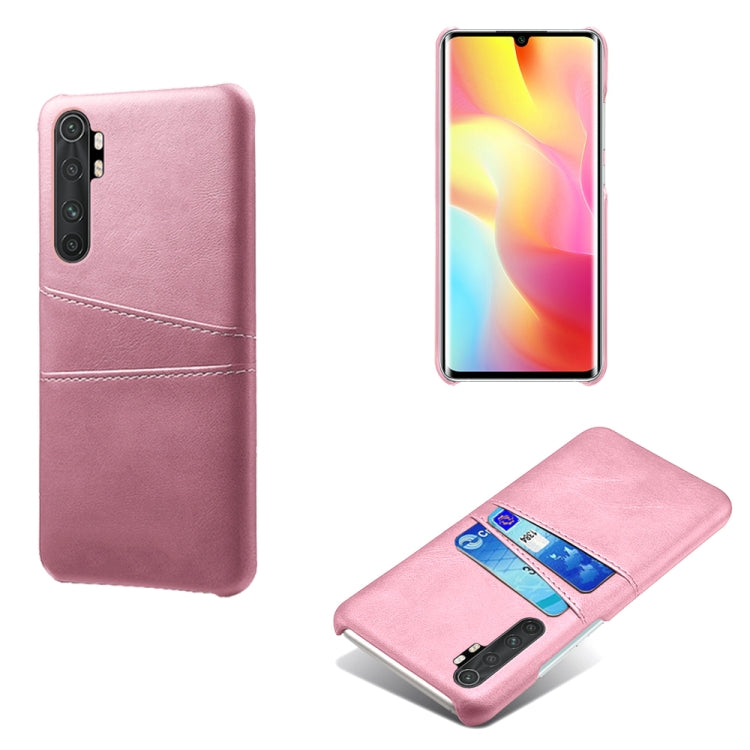 For Xiaomi Mi Note 10 Lite Calf Texture PC + PU Leather Back Cover Shockproof Case with Dual Card Slots