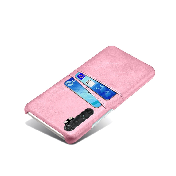 For Xiaomi Mi Note 10 Lite Calf Texture PC + PU Leather Back Cover Shockproof Case with Dual Card Slots