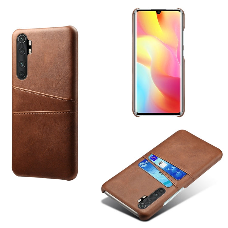 For Xiaomi Mi Note 10 Lite Calf Texture PC + PU Leather Back Cover Shockproof Case with Dual Card Slots