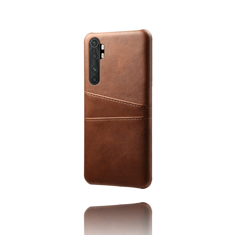 For Xiaomi Mi Note 10 Lite Calf Texture PC + PU Leather Back Cover Shockproof Case with Dual Card Slots