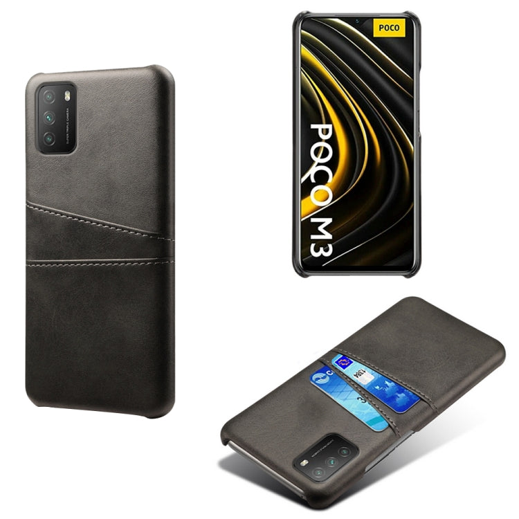 For Xiaomi Poco M3 Calf Texture PC + PU Leather Back Cover Shockproof Case with Dual Card Slots