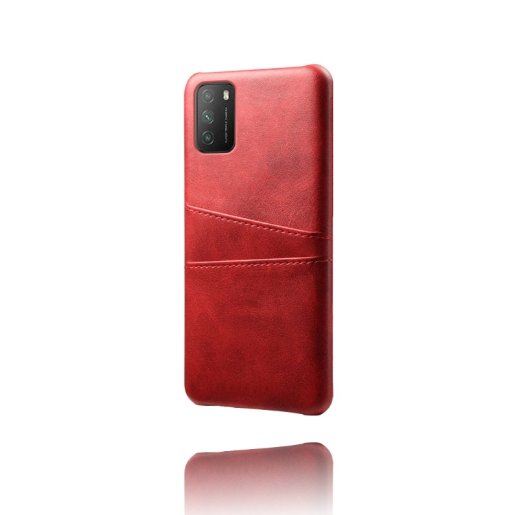 For Xiaomi Poco M3 Calf Texture PC + PU Leather Back Cover Shockproof Case with Dual Card Slots