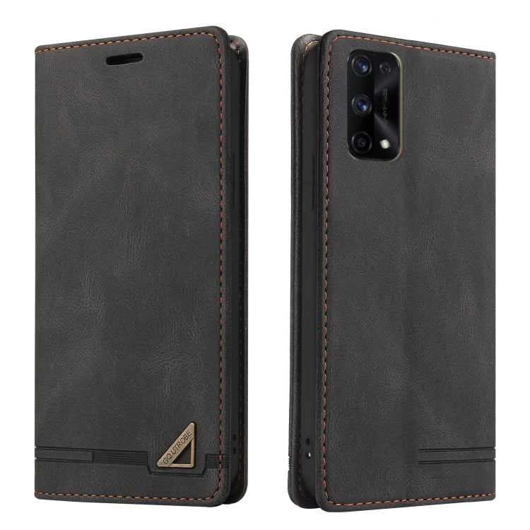 For OPPO Realme 7 Pro Skin Feel Anti-theft Brush Horizontal Flip Leather Case with Holder & Card Slots & Wallet