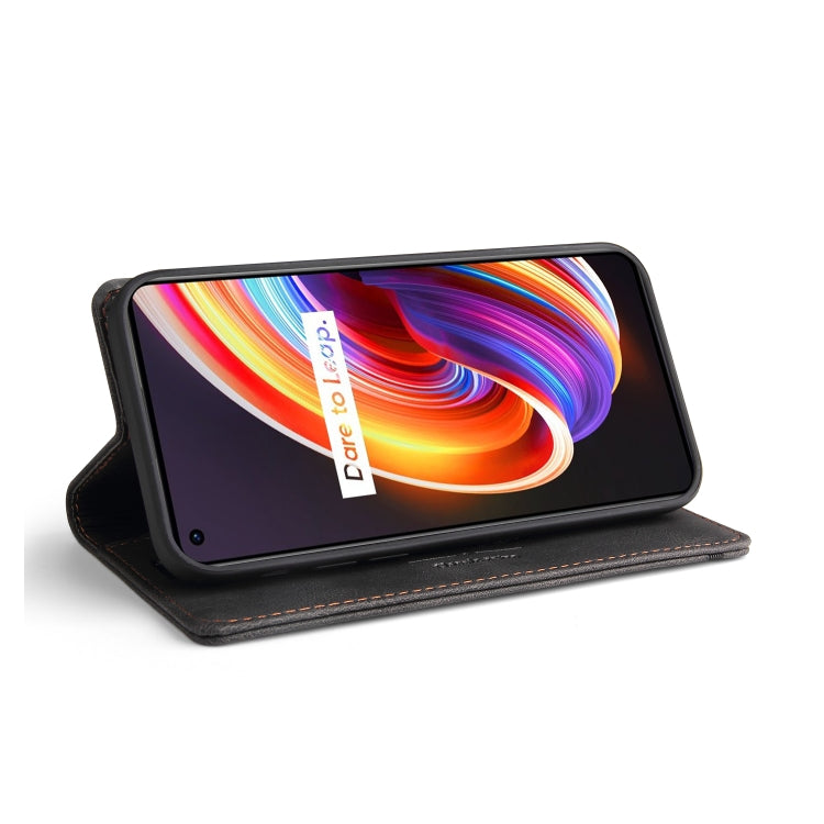 For OPPO Realme 7 Pro Skin Feel Anti-theft Brush Horizontal Flip Leather Case with Holder & Card Slots & Wallet