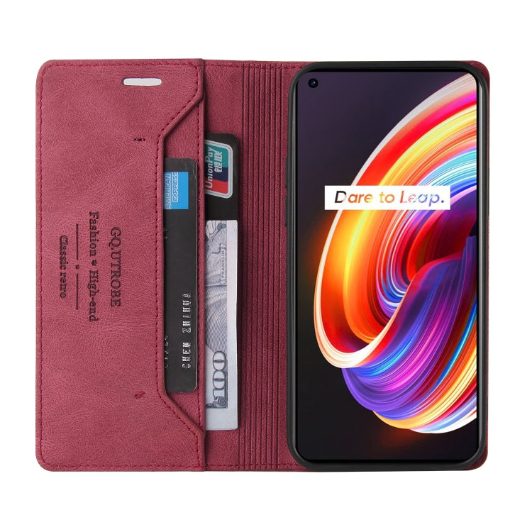 For OPPO Realme 7 Pro Skin Feel Anti-theft Brush Horizontal Flip Leather Case with Holder & Card Slots & Wallet