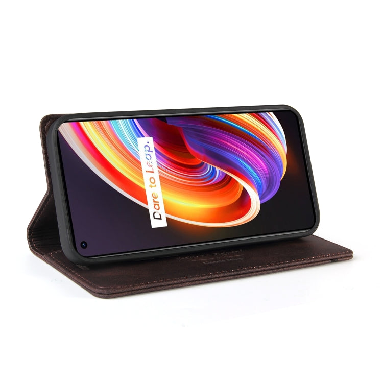 For OPPO Realme 7 Pro Skin Feel Anti-theft Brush Horizontal Flip Leather Case with Holder & Card Slots & Wallet