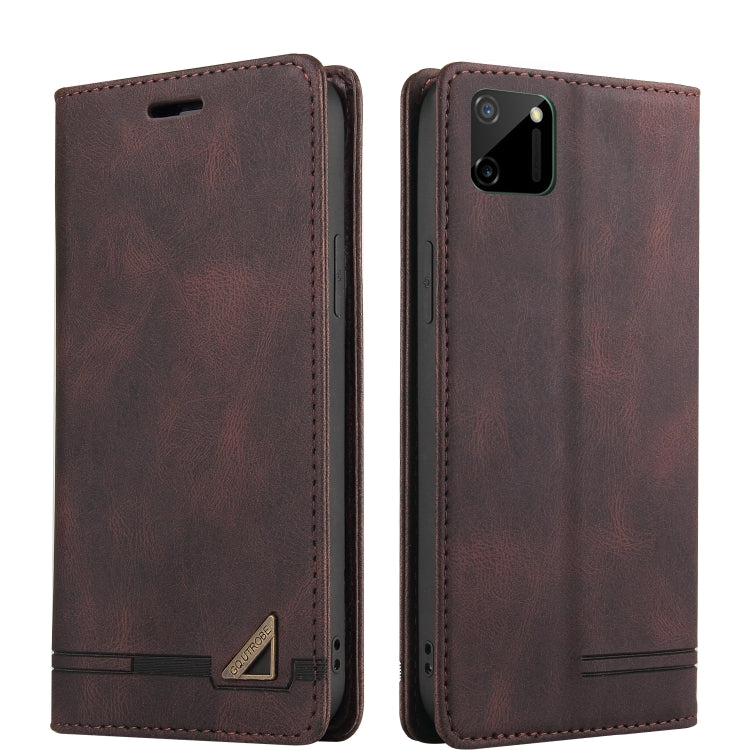 For OPPO Realme C11 Skin Feel Anti-theft Brush Horizontal Flip Leather Case with Holder & Card Slots & Wallet