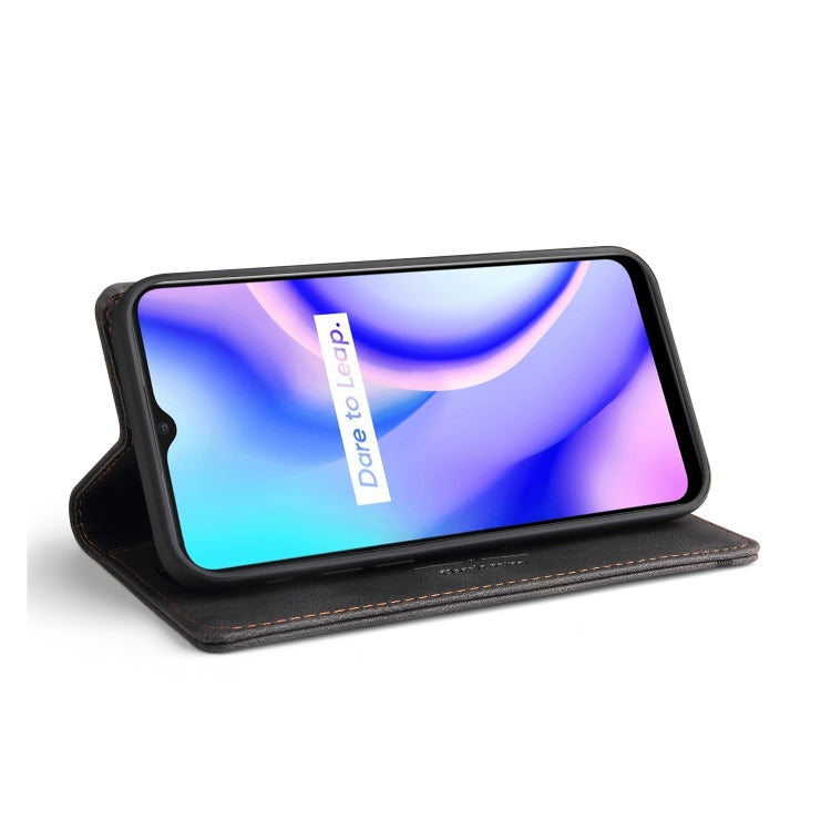 For OPPO Realme C15 Skin Feel Anti-theft Brush Horizontal Flip Leather Case with Holder & Card Slots & Wallet