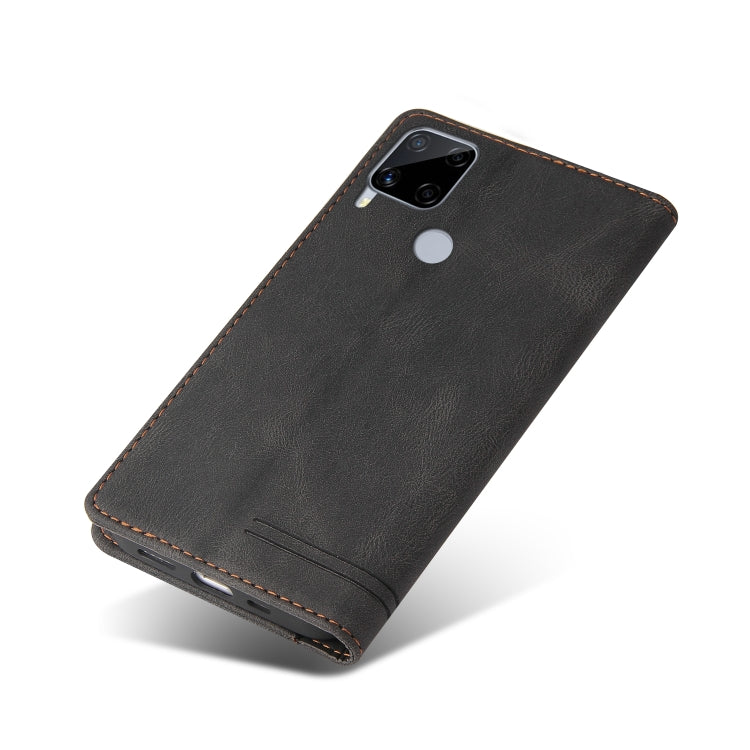 For OPPO Realme C15 Skin Feel Anti-theft Brush Horizontal Flip Leather Case with Holder & Card Slots & Wallet