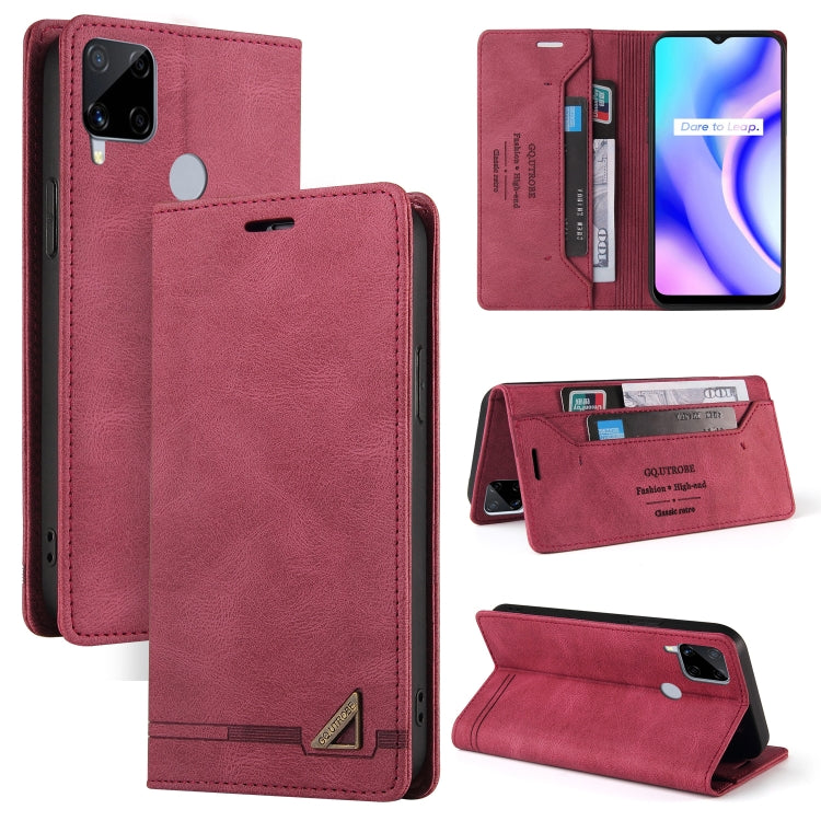 For OPPO Realme C15 Skin Feel Anti-theft Brush Horizontal Flip Leather Case with Holder & Card Slots & Wallet