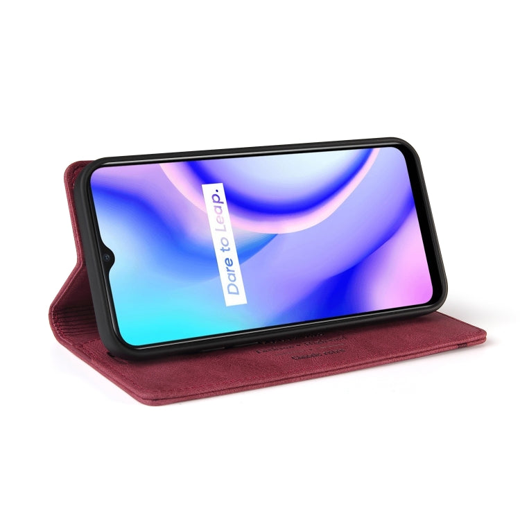 For OPPO Realme C15 Skin Feel Anti-theft Brush Horizontal Flip Leather Case with Holder & Card Slots & Wallet