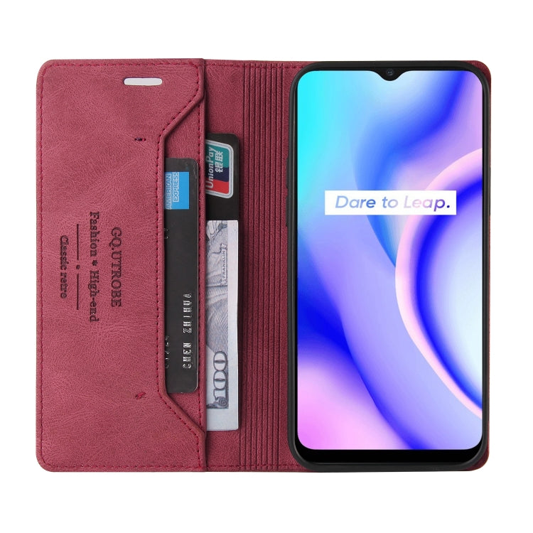 For OPPO Realme C15 Skin Feel Anti-theft Brush Horizontal Flip Leather Case with Holder & Card Slots & Wallet