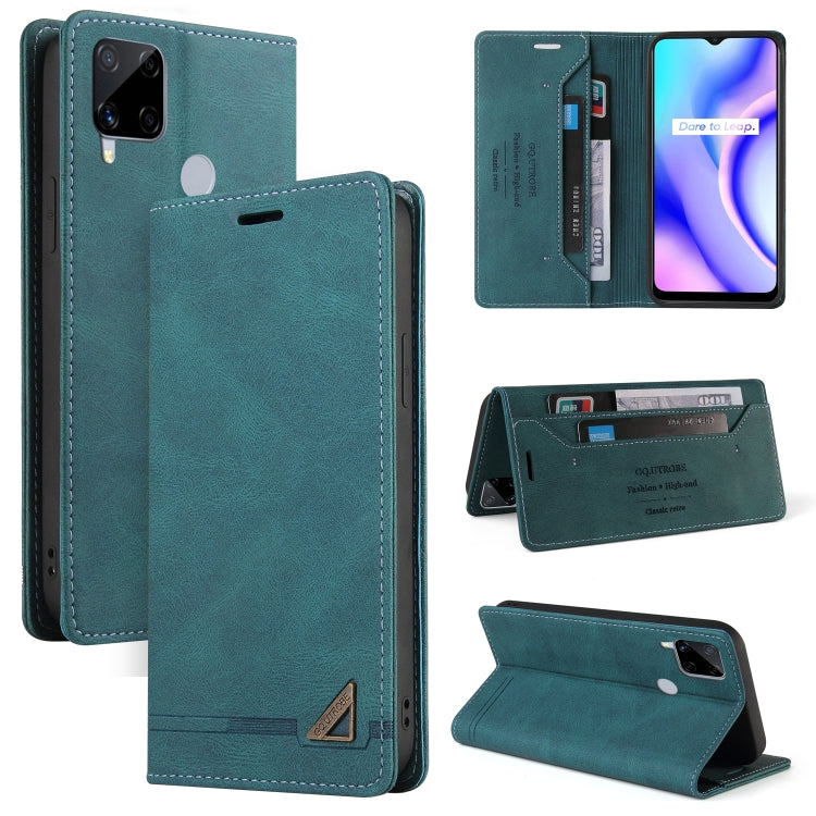 For OPPO Realme C15 Skin Feel Anti-theft Brush Horizontal Flip Leather Case with Holder & Card Slots & Wallet