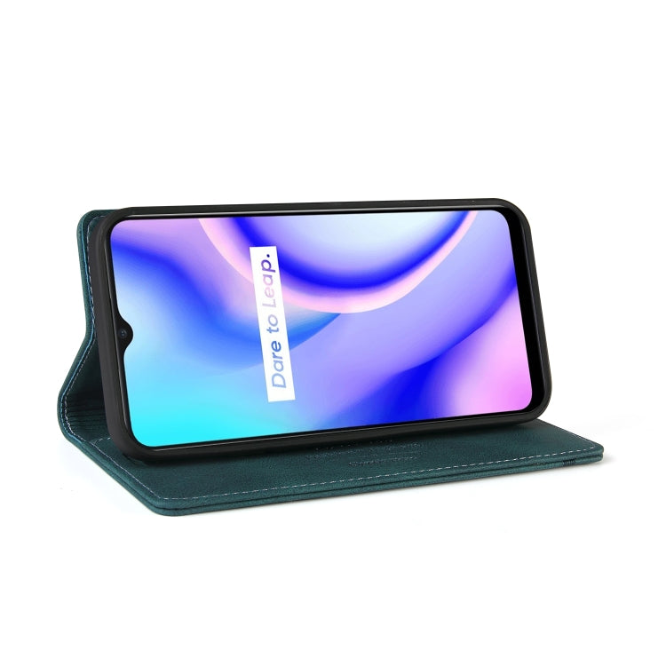 For OPPO Realme C15 Skin Feel Anti-theft Brush Horizontal Flip Leather Case with Holder & Card Slots & Wallet