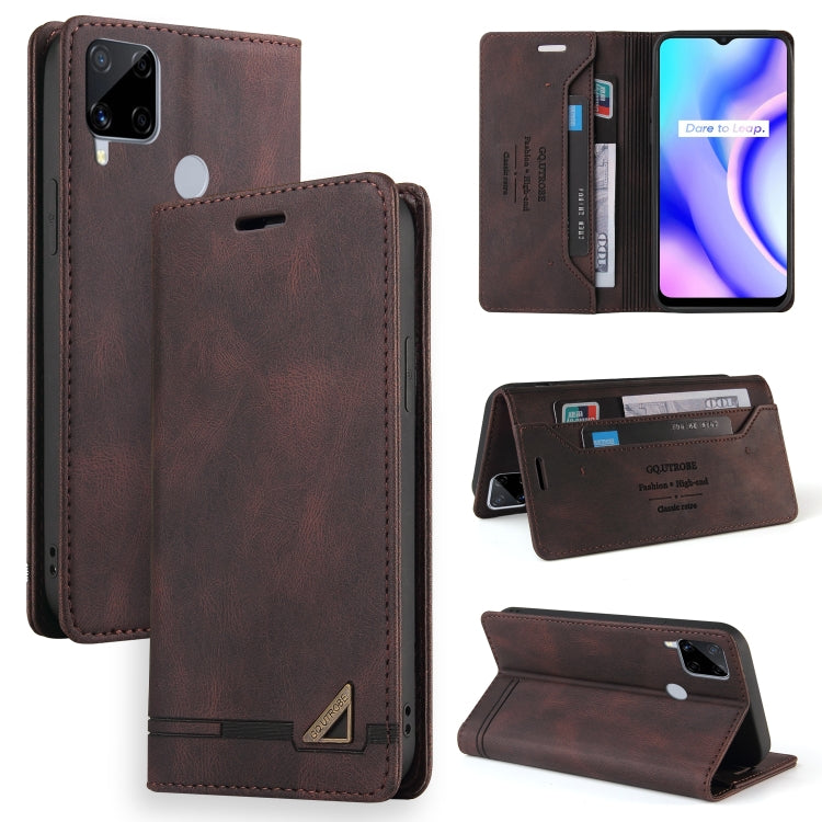 For OPPO Realme C15 Skin Feel Anti-theft Brush Horizontal Flip Leather Case with Holder & Card Slots & Wallet