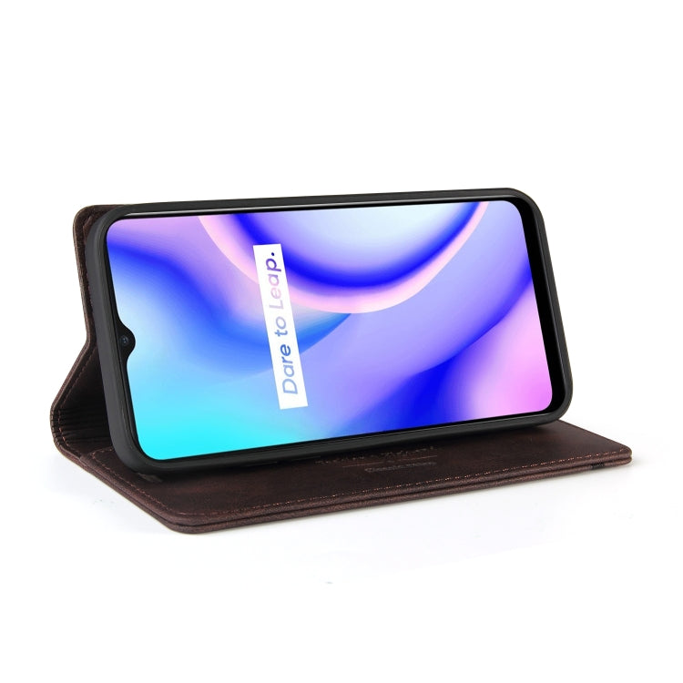 For OPPO Realme C15 Skin Feel Anti-theft Brush Horizontal Flip Leather Case with Holder & Card Slots & Wallet