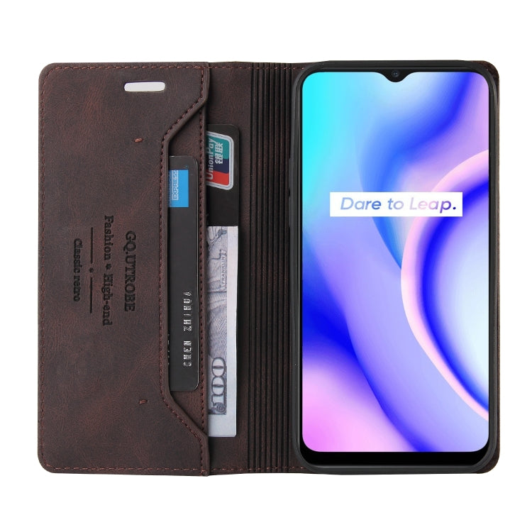 For OPPO Realme C15 Skin Feel Anti-theft Brush Horizontal Flip Leather Case with Holder & Card Slots & Wallet