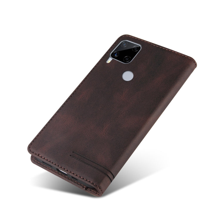 For OPPO Realme C15 Skin Feel Anti-theft Brush Horizontal Flip Leather Case with Holder & Card Slots & Wallet