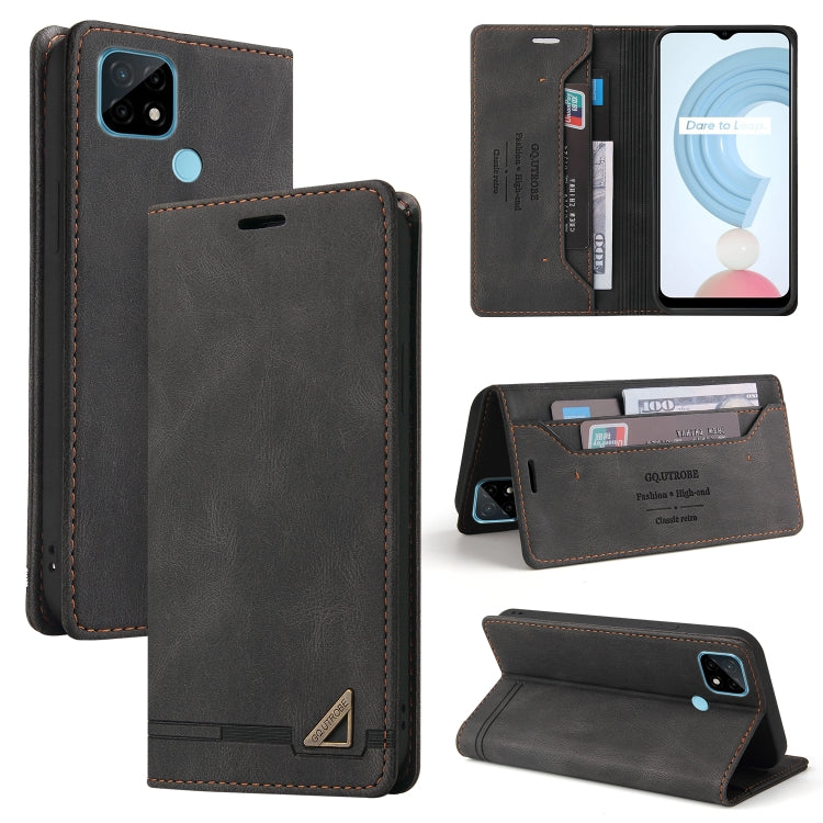 For OPPO Realme C21 Skin Feel Anti-theft Brush Horizontal Flip Leather Case with Holder & Card Slots & Wallet