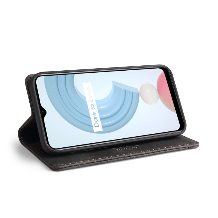 For OPPO Realme C21 Skin Feel Anti-theft Brush Horizontal Flip Leather Case with Holder & Card Slots & Wallet