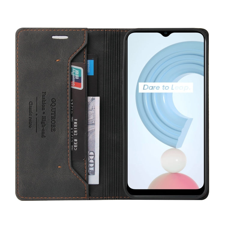 For OPPO Realme C21 Skin Feel Anti-theft Brush Horizontal Flip Leather Case with Holder & Card Slots & Wallet