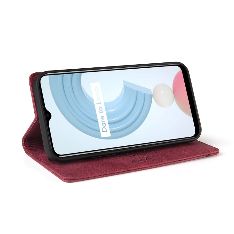 For OPPO Realme C21 Skin Feel Anti-theft Brush Horizontal Flip Leather Case with Holder & Card Slots & Wallet