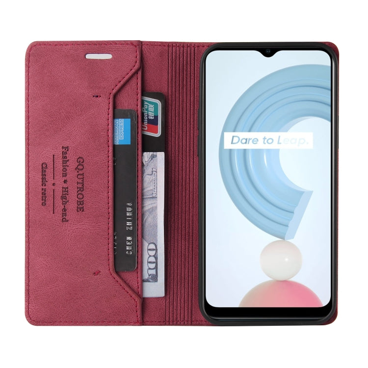 For OPPO Realme C21 Skin Feel Anti-theft Brush Horizontal Flip Leather Case with Holder & Card Slots & Wallet
