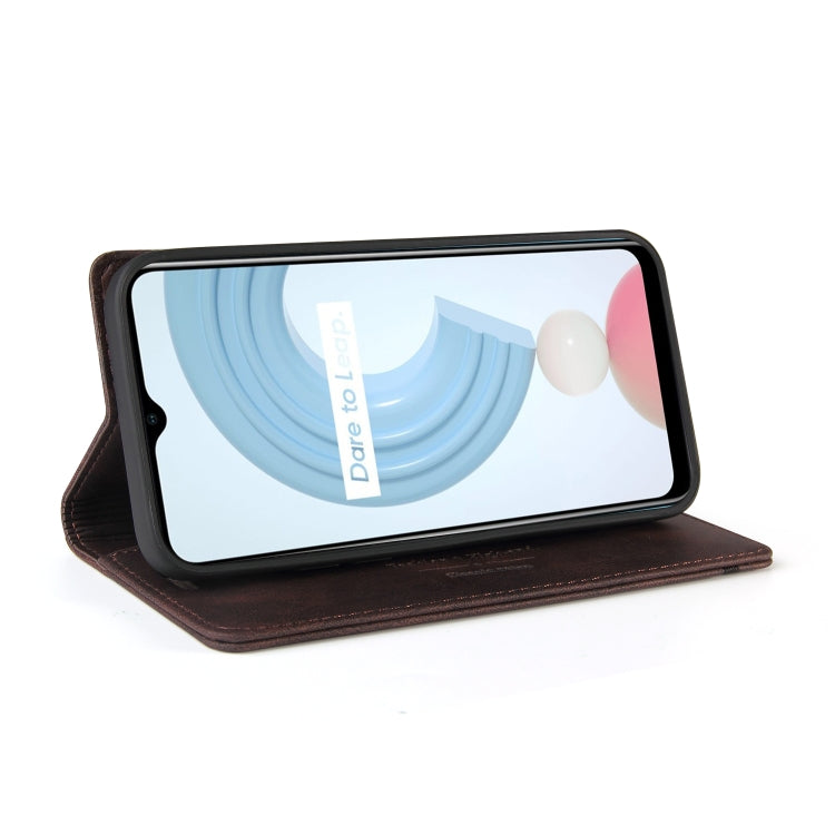 For OPPO Realme C21 Skin Feel Anti-theft Brush Horizontal Flip Leather Case with Holder & Card Slots & Wallet