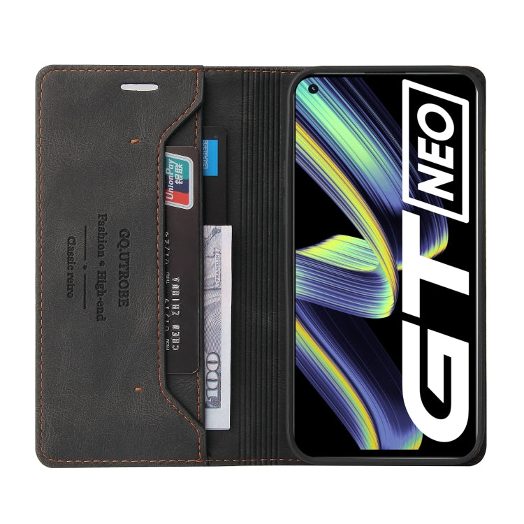 For OPPO Realme GT Skin Feel Anti-theft Brush Horizontal Flip Leather Case with Holder & Card Slots & Wallet