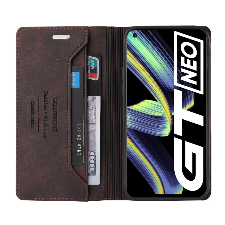 For OPPO Realme GT Skin Feel Anti-theft Brush Horizontal Flip Leather Case with Holder & Card Slots & Wallet